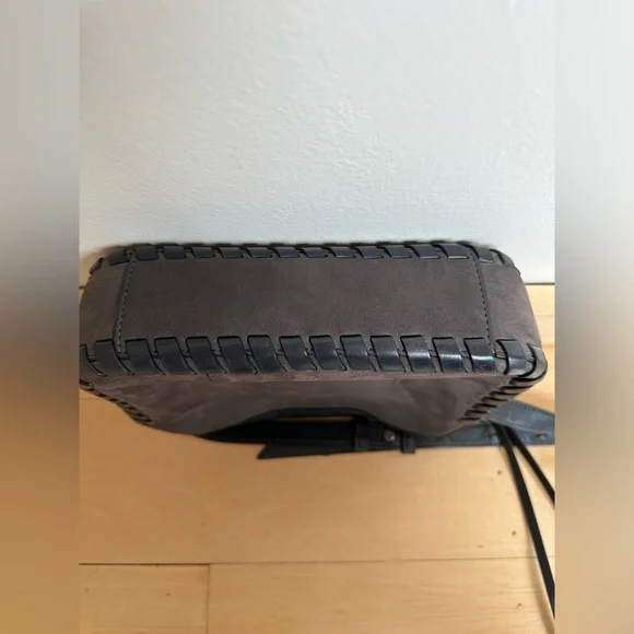 All Saints Kepi gray leather crossbody with whip stitch details - Picture 4 of 8